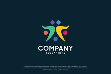 Abstract human logo design. people with unity concept.
