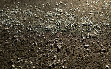 Pieces of shattered Glass on the ground