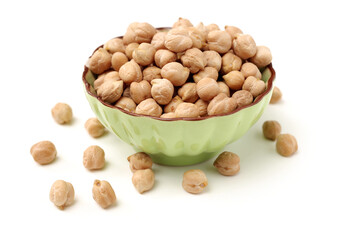 Chickpeas in a pile isolated on a white background