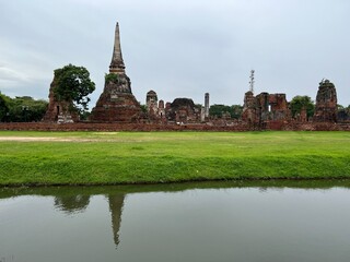 The portrait of big entrance in Jadi where the famous place for Thai and Foreigner love to visit at history temple on October 15,2022 in Ayutthaya,Thailand