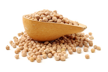 Chickpeas in a pile isolated on a white background