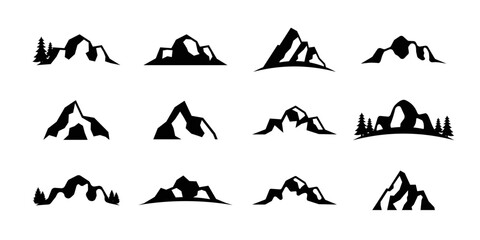 set of mountain icons logo design. Mountain silhouette logo design template.