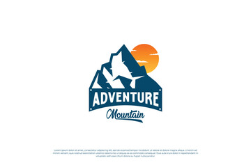 mountain exploration logo badge vintage style.