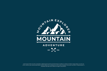 vintage mountain emblem logo design.