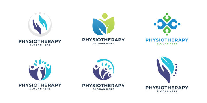 set of healthy people logo design. health care logo collection.