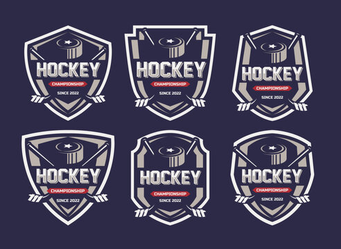 Hockey tournament sport logo template. Modern vector illustration. Badge design. Modern professional hockey logo set for sport team