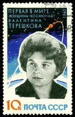 Vintage  postage stamp. Valentina Tereshkova