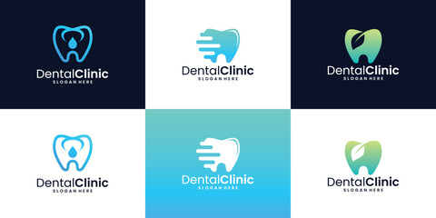 collection of dental clinic logo concept. tooth logo symbol template.