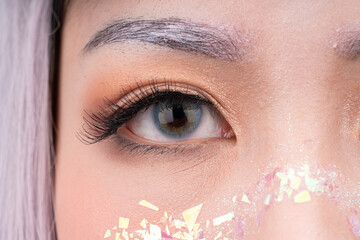 Eyes with eye makeup on