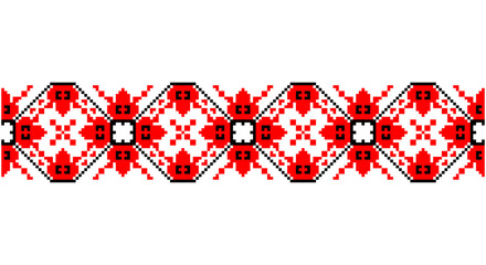 Embroidered good like old handmade cross-stitch ethnic Ukraine pattern. Ukrainian towel ornament, rushnyk called, vector.