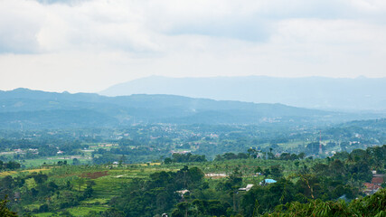 Naklejka na ściany i meble Beautiful hill view, West Java, Indonesia