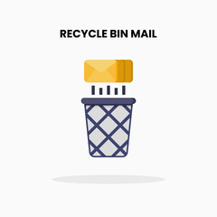 Recycle Bin Mail flat icon. Vector illustration on white background.