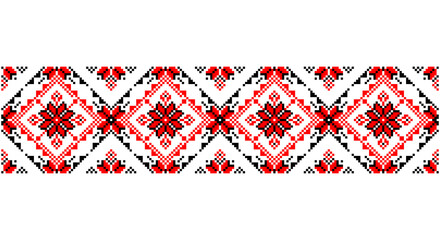 Embroidered good like old handmade cross-stitch ethnic Ukraine pattern. Ukrainian towel ornament, rushnyk called, vector.
