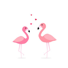 Fototapeta premium Pink flamingo jpeg illustration. flat design isolated on white background. Flamingo seamless pattern. jpg image. Cute pink tropical wallpaper and fabric print. Doodle illustration