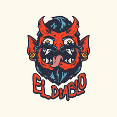 El diablo cartoon cute satan face illustration 