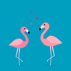 Obraz premium Pink flamingo vector illustration. flat design isolated on white background. Flamingo seamless pattern. Flamingo seamless pattern with polka dots design. Cute pink tropical wallpaper and fabric print.