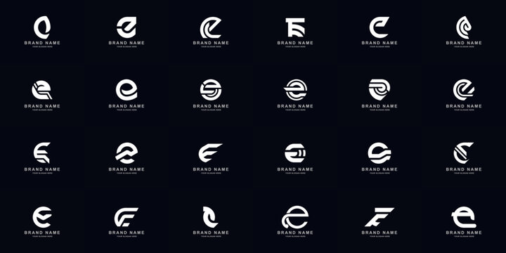 Collection full set abstract letter E monogram logo design