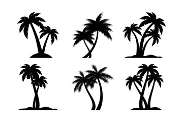 Fototapeta na wymiar coconut tree silhouette icon, palm tree silhouette vector collection.