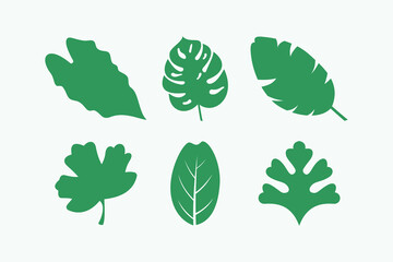 set of green leaf icon logo design template.