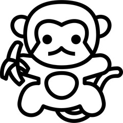monkey cartoon with banana icon for decoration, website, education, presentation, printing, banner, logo, poster design, etc.