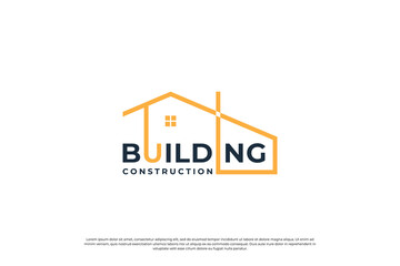 Fototapeta premium Building house structure logo design with typography art vector.