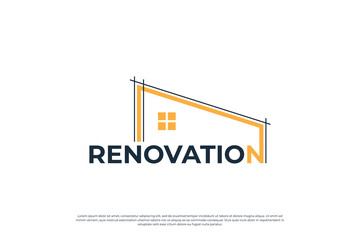 house construction logo design with word mark and typography art vector.