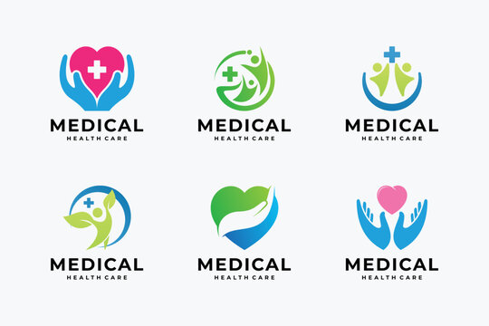 set of creative medical healthcare logo design collection.