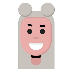 flat style character with black choker, blond hair. long hair and hairstyle. Girl