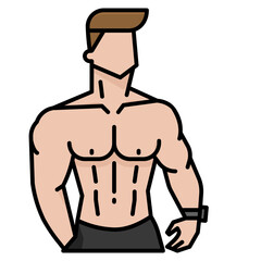 Fototapeta premium Bodybuilding trainer line icon
