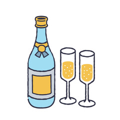シンプルなシャンパンのイラスト