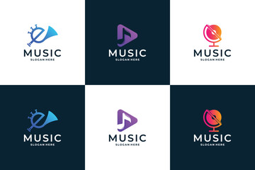 Set of Music logo design inspiration, icon music, symbol music template.