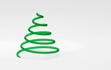 Green minimal Christmas creative concept: Christmas glass tree on white background. 3d rendering illustration.