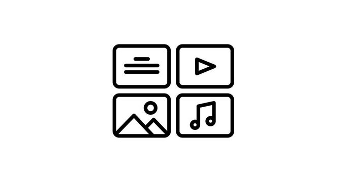 media files animated outline icon