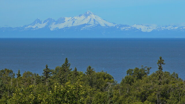 Mount Iliamna in Chigmit Mountains at Cook Inlet in Alaska,United States,North America

