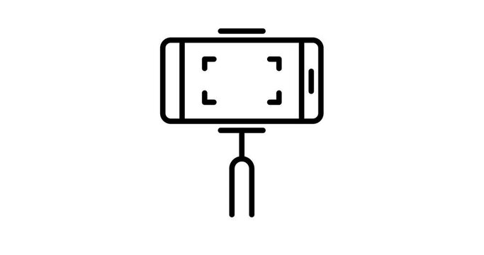 selfie stick animated outline icon design