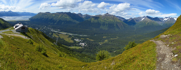 View from upper station of Mt.Alyeska Tram at Girdwood in Alaska,United States,North America
