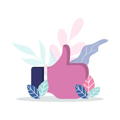 Social media thumbs up concept flat illustration