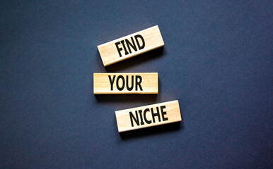 Find your niche symbol. Concept words Find your niche on wooden blocks. Beautiful grey table grey...