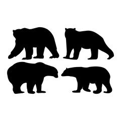 set of silhouette bear vector illustration