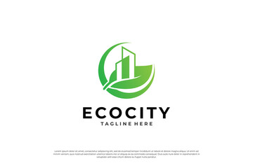 Green city logo design. Symbol icon for residential, apartment and city.