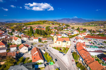 Fototapeta na wymiar Town of Zlatar in Zagorje region aerial view