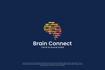 digital human brain connection logo design.