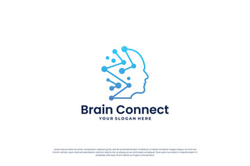 digital brain connection logo design.