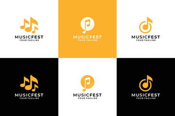 Set of music logo design collection. Audio player element design.