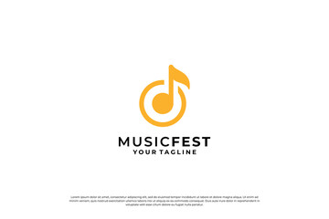 Music studio logo, music player icon symbol.