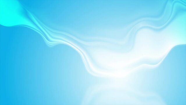 Light blue smooth glossy wave abstract background with reflection. Seamless looping motion design. Video animation Ultra HD 4K 3840x2160