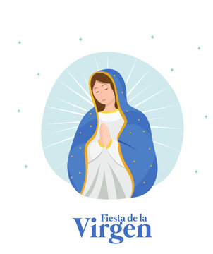 Flat Design Fiesta De La Virgen Vector Background Illustration