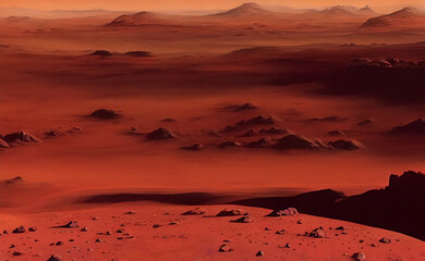 Naklejka na ściany i meble landscape of the planet mars 16