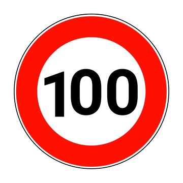 Speed Limit 100 Sign Icon 