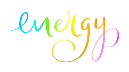 ENERGY colorful brush lettering banner on transparent background